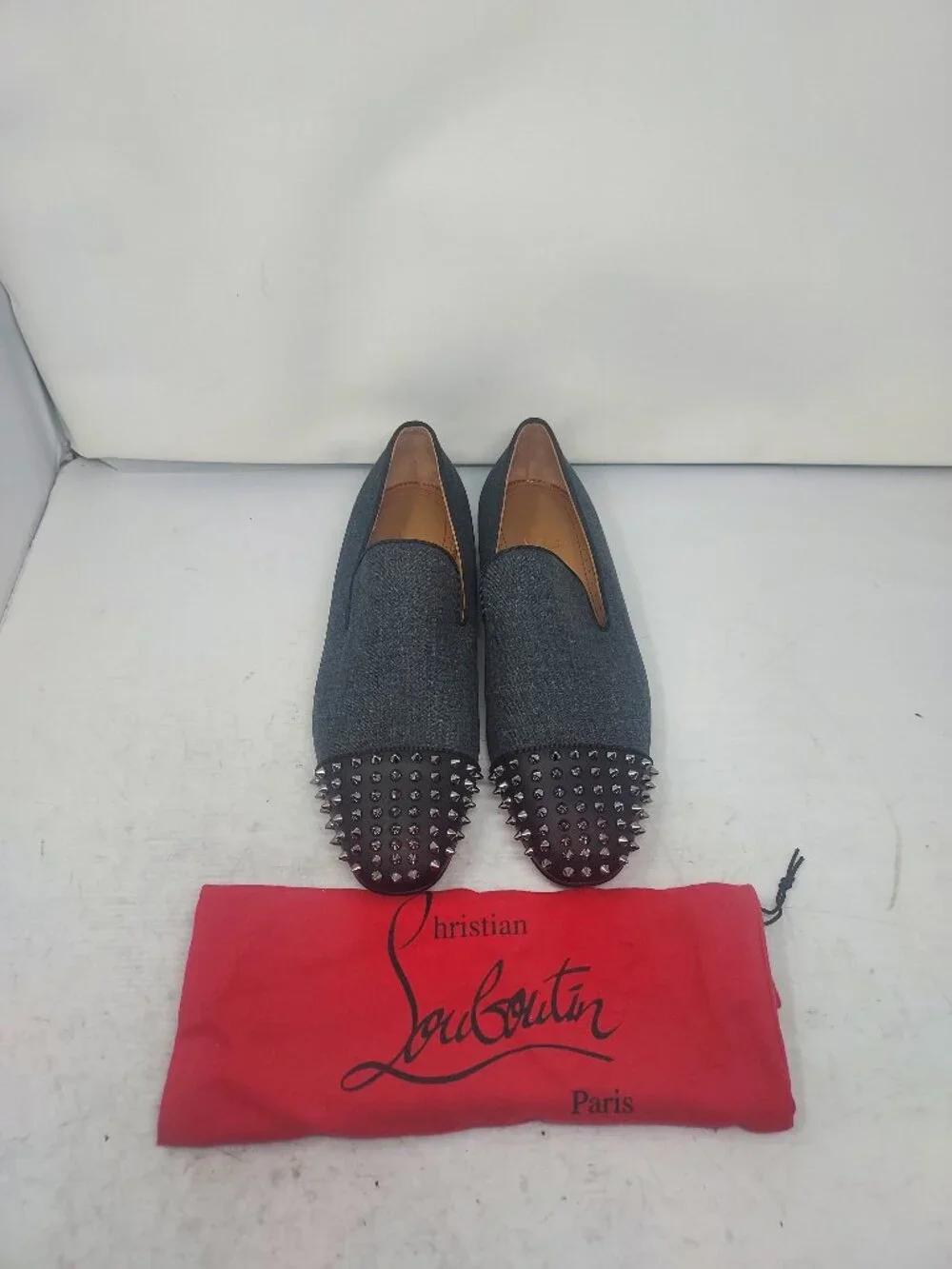 Christian Louboutin Blue Denim Black Spooky Spike MENS Loafer